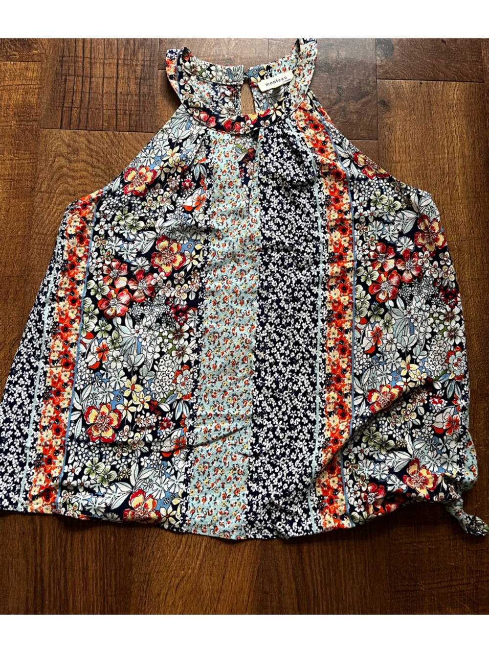 Monteau Floral Halter Top in Navy, Red, Light Blue, Black